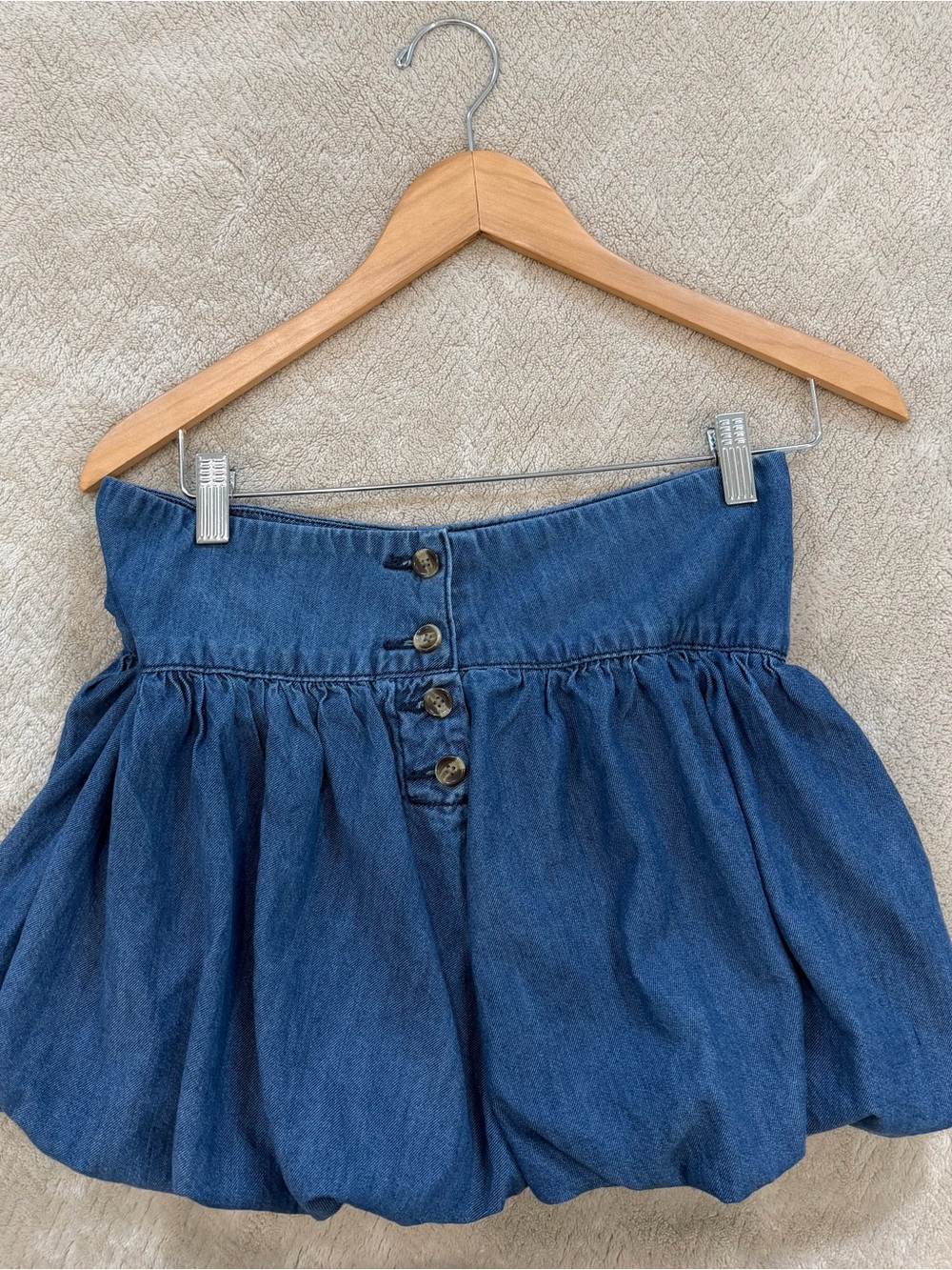American Eagle Outfitters Dark Blue Denim Bubble Mini Skirt